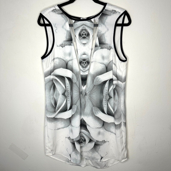 Finders Keepers Black White Tangled Secrets Rose Print Monochrome Slip Dress Med - Picture 2 of 13